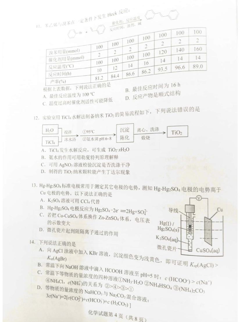 八省联考化学试卷广东省分析